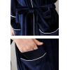 imageFlygo Mens Pleuche Bathrobe Long Nightwear Sleepwear PocketsNavy