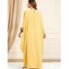 imageFlygo Womens Batwing Floral Embroidery Long Sleeve Oversized Maxi Dress Sleep LoungewearAYellowOne Size