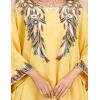 imageFlygo Womens Batwing Floral Embroidery Long Sleeve Oversized Maxi Dress Sleep LoungewearAYellowOne Size