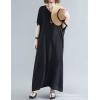 imageFlygo Womens Batwing Short Sleeve Maxi Dress Long Shirt Dresses Oversized Sleep Loungewear One Size Black