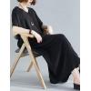 imageFlygo Womens Batwing Short Sleeve Maxi Dress Long Shirt Dresses Oversized Sleep Loungewear One Size Black