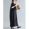 imageFlygo Womens Batwing Short Sleeve Maxi Dress Long Shirt Dresses Oversized Sleep Loungewear One Size Black