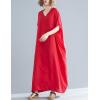 imageFlygo Womens Batwing Short Sleeve Maxi Dress Long Shirt Dresses Oversized Sleep Loungewear One Size Red