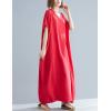 imageFlygo Womens Batwing Short Sleeve Maxi Dress Long Shirt Dresses Oversized Sleep Loungewear One Size Red