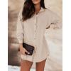imageFlygo Womens Casual 2 Piece Outfit Button Down Long Sleeve Blouse Top Shorts Lounge SetsApricot