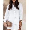 imageFlygo Womens Casual 2 Piece Outfit Button Down Long Sleeve Blouse Top Shorts Lounge SetsWhite