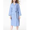imageFlygo Womens Lightweight Waffle Wave Cotton Loungewear Hotel Spa BathrobeBlue