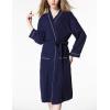 imageFlygo Womens Lightweight Waffle Wave Cotton Loungewear Hotel Spa BathrobeDark Blue