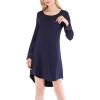 imageFlygo Womens Modal Nightgown Long Sleeve Scoopneck SleepshirtNavy