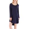 imageFlygo Womens Modal Nightgown Long Sleeve Scoopneck SleepshirtNavy