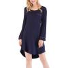 imageFlygo Womens Modal Nightgown Long Sleeve Scoopneck SleepshirtNavy