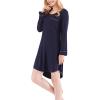 imageFlygo Womens Modal Nightgown Long Sleeve Scoopneck SleepshirtNavy