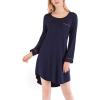 imageFlygo Womens Modal Nightgown Long Sleeve Scoopneck SleepshirtNavy