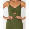 imageFlygo Womens Spaghetti Strap Summer Jumpsuits V Neck Cutout Smocked Wide Leg Rompers with PocketsArmygreen