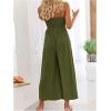 imageFlygo Womens Spaghetti Strap Summer Jumpsuits V Neck Cutout Smocked Wide Leg Rompers with PocketsArmygreen