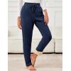 imageFlygo Womens Warm Fleece Pants Sherpa Lined Sweatpants Active Running Joggers PantsNavy
