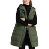 imageFlygo Long Puffer Vest Women Hooded Sleeveless Winter Jacket Button Zip Up Quilted Vest Padded OuterwearArmy Green