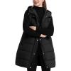 imageFlygo Long Puffer Vest Women Hooded Sleeveless Winter Jacket Button Zip Up Quilted Vest Padded OuterwearBlack