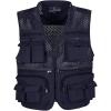 imageFlygo Mens Mesh Quick Dry Outdoor Work Fishing Travel Photo Vest with Multi PocketsNavy