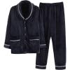 imageFlygo Mens Winter Soft Flannel Full Length Pajama SetStyle 02 Navy