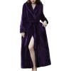 imageFlygo Women Fleece Long Robe Plush Long Bathrobes Soft Warm Sleepwear Pjs Loungewear with PocketsPurpleXL