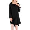 imageFlygo Womens Modal Nightgown Long Sleeve Scoopneck SleepshirtBlack