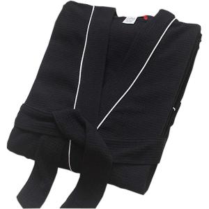 imageFlygo Womens Lightweight Waffle Wave Cotton Loungewear Hotel Spa BathrobeBlack