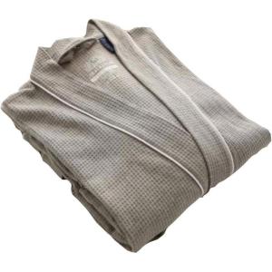 imageFlygo Womens Lightweight Waffle Wave Cotton Loungewear Hotel Spa BathrobeGrey