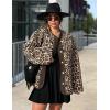 imageFlygo Womens Leopard Fuzzy Fleece Jacket Casual Corduroy Patchwork Long Sleeve Button Down Winter Coat Outerwear with PocketLeopardprint