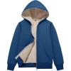 imageFlygo Unisex Boys Girls Fleece Jacket Hoodie Sherpa Lined Zip Up Hooded Sweatshirt Kids Winter JacketsLake Blue