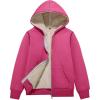 imageFlygo Unisex Boys Girls Fleece Jacket Hoodie Sherpa Lined Zip Up Hooded Sweatshirt Kids Winter JacketsRose Red