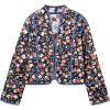imageFlygo Women Cropped Puffer Jacket Cardigan Floral Printed Quilted Coats Lightweight Open Front Crop Padded Down Jackets01 Floral Black