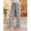 imageFlygo Womens Striped Lounge Pants Y2K Long Cotton Ruffle Boxer Bottoms Comfy Drawstring Elastic Waist Pj Pants with PocketsBlack