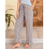 imageFlygo Womens Striped Lounge Pants Y2K Long Cotton Ruffle Boxer Bottoms Comfy Drawstring Elastic Waist Pj Pants with PocketsCoffee