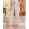 imageFlygo Womens Striped Lounge Pants Y2K Long Cotton Ruffle Boxer Bottoms Comfy Drawstring Elastic Waist Pj Pants with PocketsKhaki
