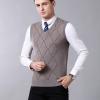 imageFlygo Mens Lightweight Slim Fit Argyle Pullover Goft Vest Knit VNeck SweaterKhaki
