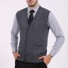 imageFlygo Mens VNeck Button Down Cashmere Wool Blend Vest Knitwear Sweater WaistcoatDark Grey