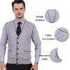 imageFlygo Mens VNeck Button Down Cashmere Wool Blend Vest Knitwear Sweater WaistcoatLight Grey