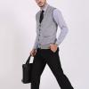imageFlygo Mens VNeck Button Down Cashmere Wool Blend Vest Knitwear Sweater WaistcoatLight Grey