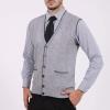 imageFlygo Mens VNeck Button Down Cashmere Wool Blend Vest Knitwear Sweater WaistcoatLight Grey