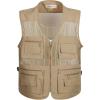 imageFlygo Mens Summer Mesh Fishing Vest Photography Work Multipockets Outdoors Journalists Vest Sleeveless Jacket 3XLarge Khaki