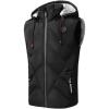 imageFlygo Mens Zip Hoodies Winter Waistcoat Jacket Sleeveless Quilted Padding Puffer Vest with Removable HoodedBlack