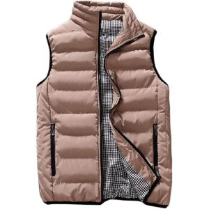 imageFlygo Mens Lightweight Warm Down Quilted Puffer VestKhaki