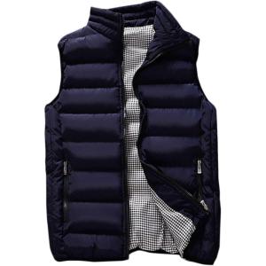 imageFlygo Mens Lightweight Warm Down Quilted Puffer VestNavy