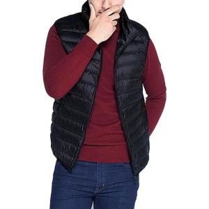 imageFlygo Mens Outdoor Zip Up Packable Lightweight Down Vest Outdoor Padded Puffer Vests JacketsBlack