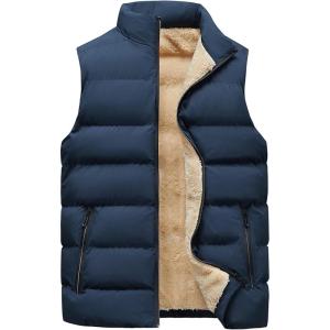 imageFlygo Mens Winter Warm Padded Puffer Vest Outdoor Fleece Lined Sleeveless JacketBlue