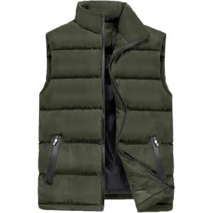 imageFlygo Mens Winter Warm Quilted Military Vest Padded Camo Puffer Gilet OutwearArmy Green