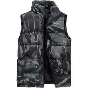 imageFlygo Mens Winter Warm Quilted Military Vest Padded Camo Puffer Gilet OutwearArmy Green Camo