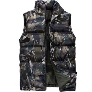 imageFlygo Mens Winter Warm Quilted Military Vest Padded Camo Puffer Gilet OutwearKhaki Camo