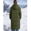 imageFlygo Womens Hooded Long Puffer Coat Winter Jackets Coats Warm Maxi Long Sleeve Zip Padded Down Cocoon OuterwearArmy Green